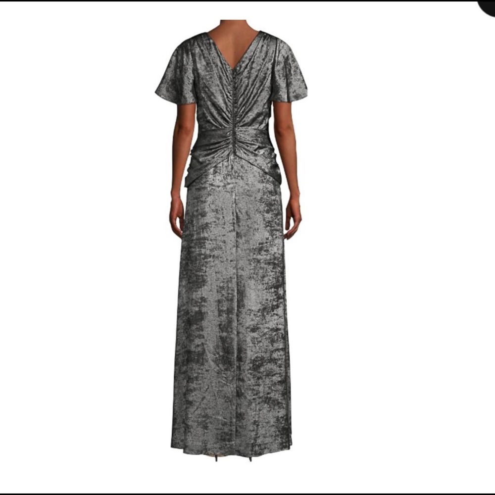 Aidan Mattox flutter sleeve burn valvet A line gown